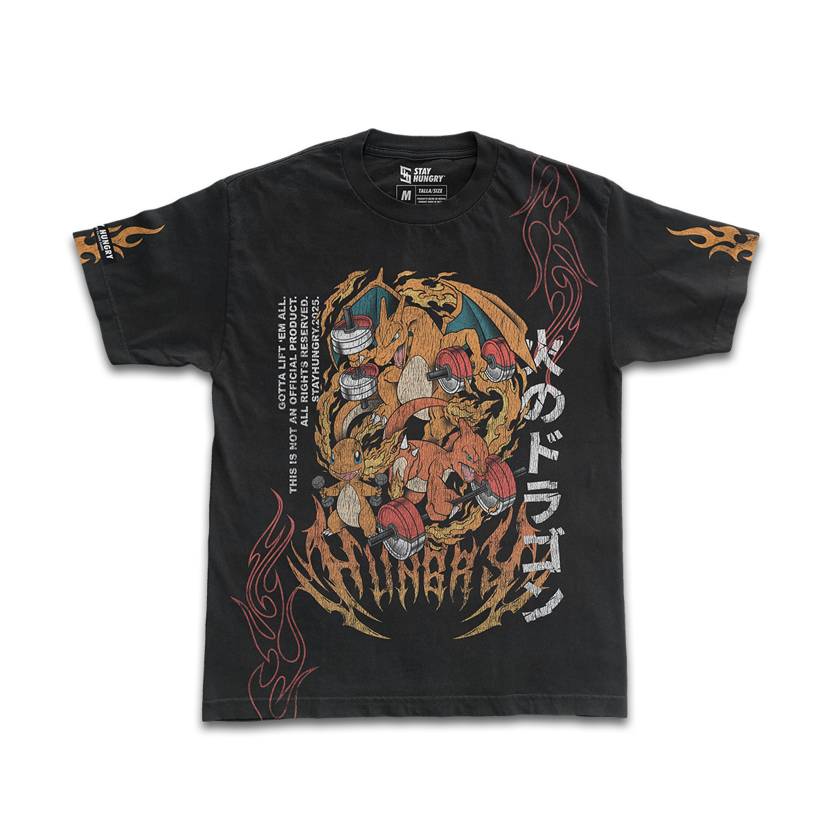 GOTTA LIFT 'EM ALL - FIRE - Premium Oversize Tee (HEAVYWEIGHT - Black)
