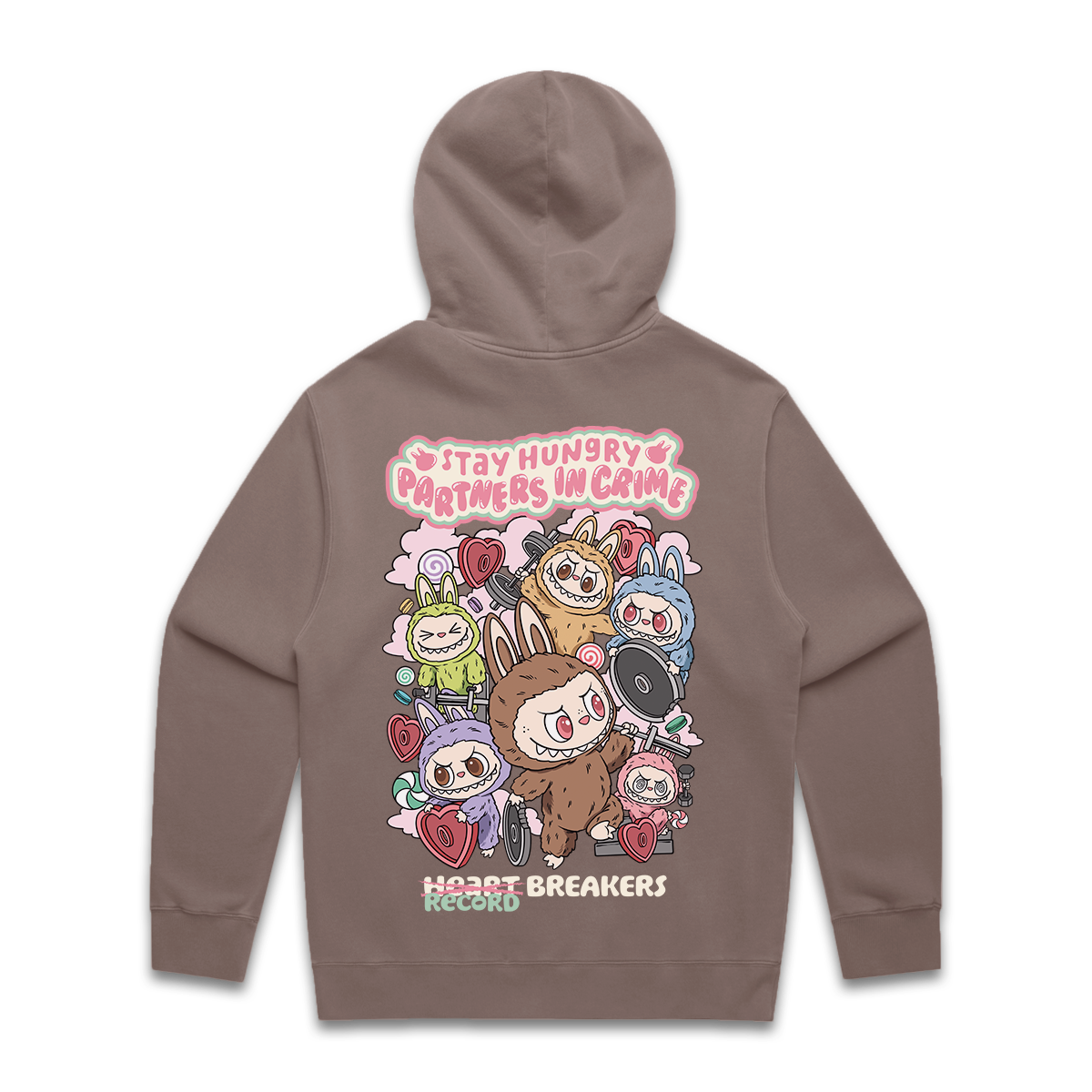 PARTNERS IN CRIME (LABUBU) - Premium Oversize Hoodie (Chocolate)