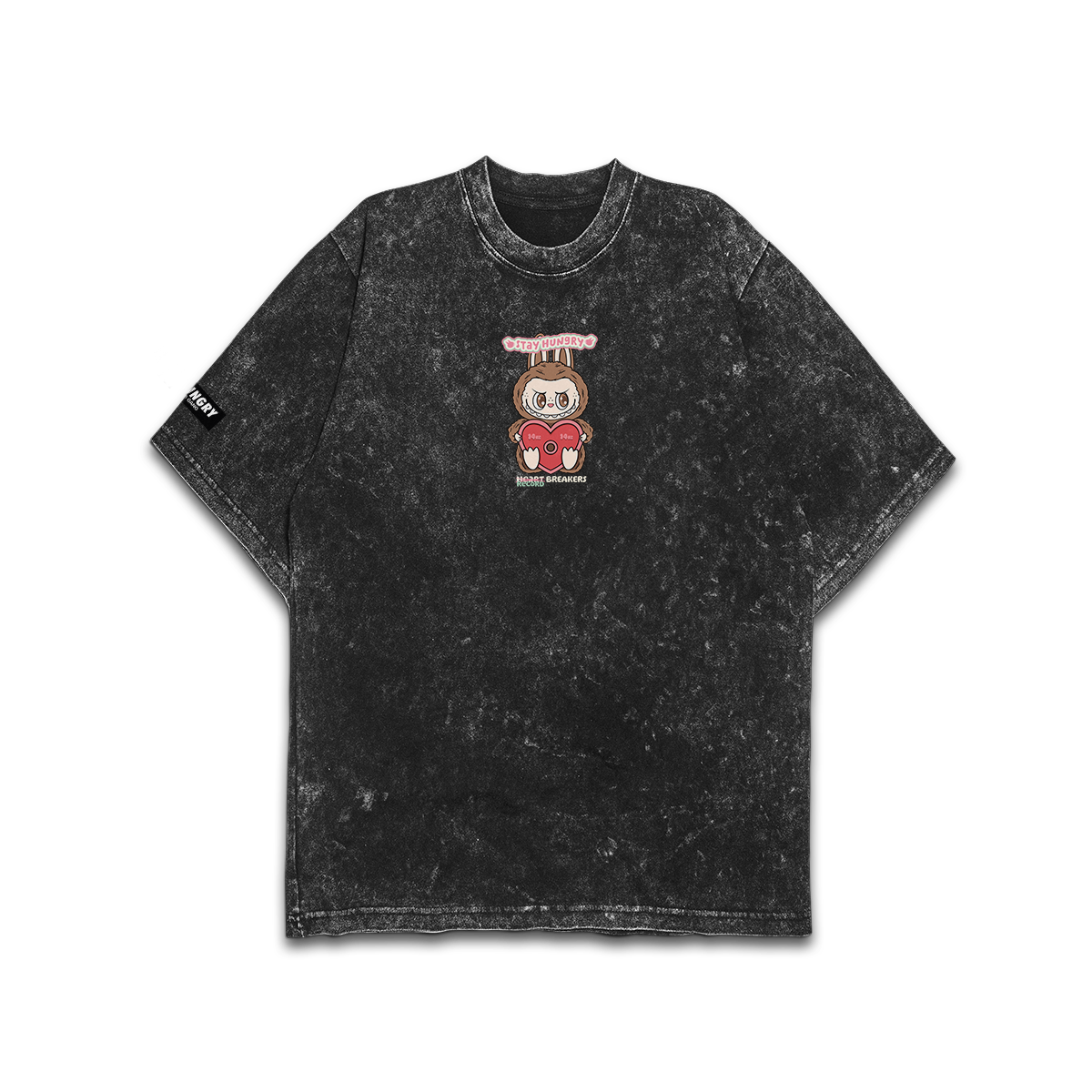 PARTNERS IN CRIME (LABUBU) - Premium Oversize Tee (HEAVYWEIGHT - Black Acid Wash)