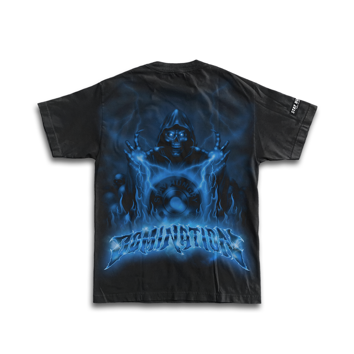DOMINATION (Blue) - Premium Oversize Tee (HEAVYWEIGHT - Black)