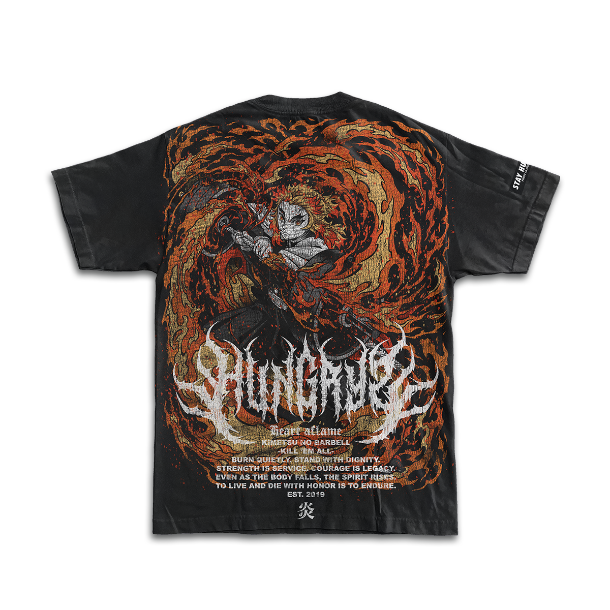 KIMETSU NO BARBELL - HEART AFLAME - Premium Oversize Tee (HEAVYWEIGHT - Black)