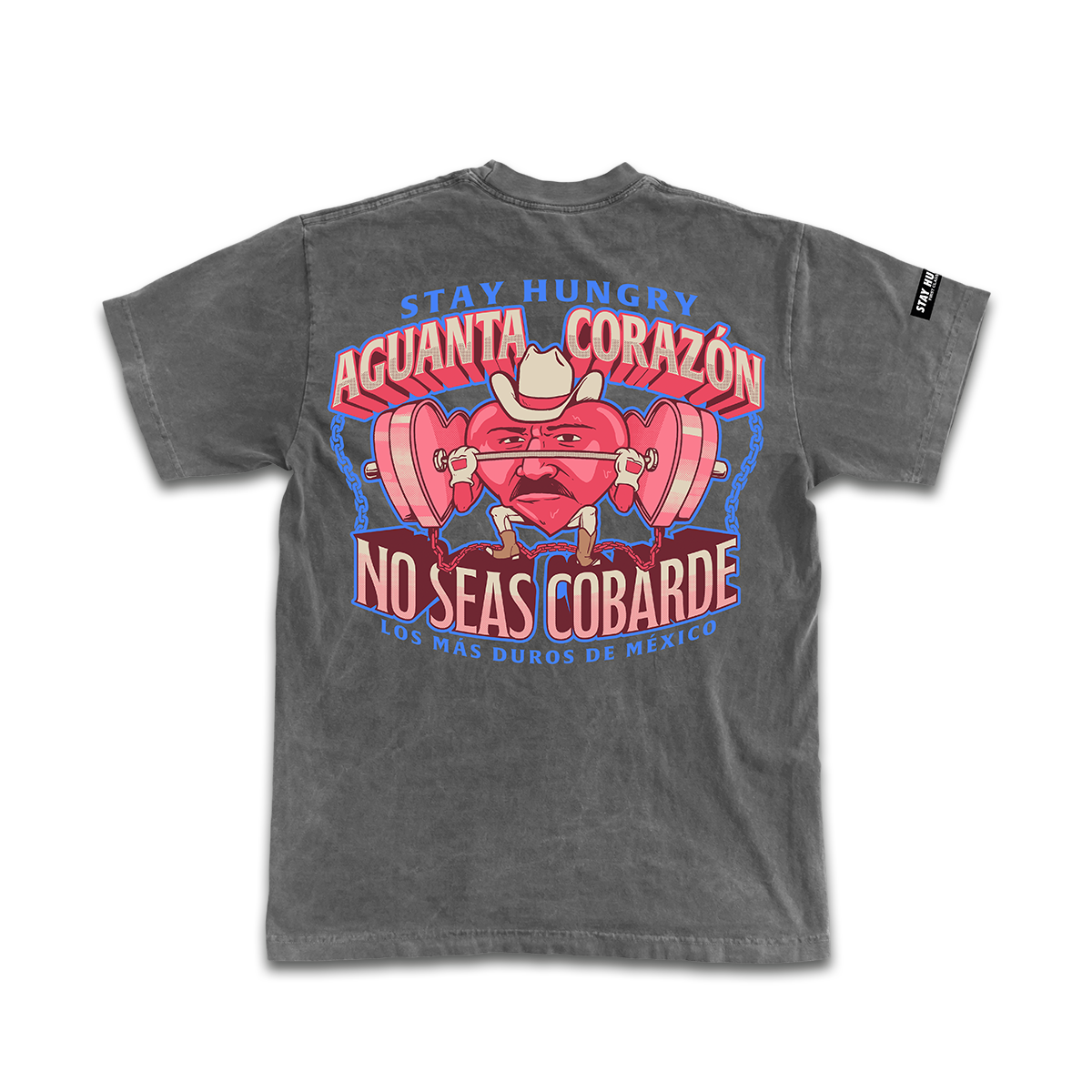 AGUANTA CORAZÓN - Premium Oversize Tee (HEAVYWEIGHT - Black Pigment Dye)