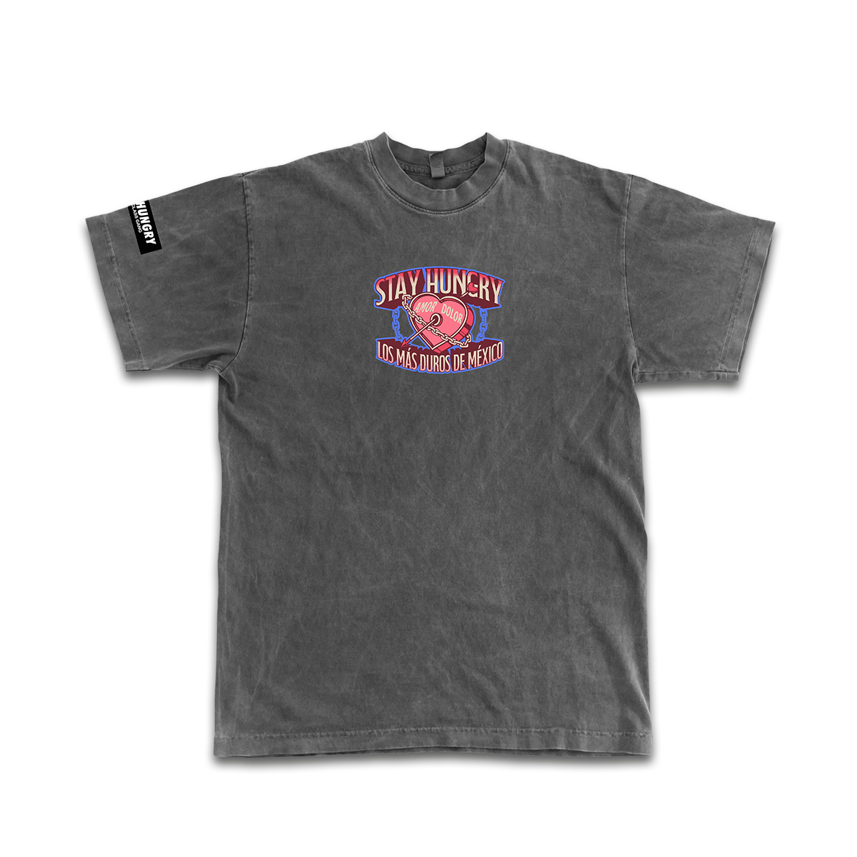 AGUANTA CORAZÓN - Premium Oversize Tee (HEAVYWEIGHT - Black Pigment Dye)