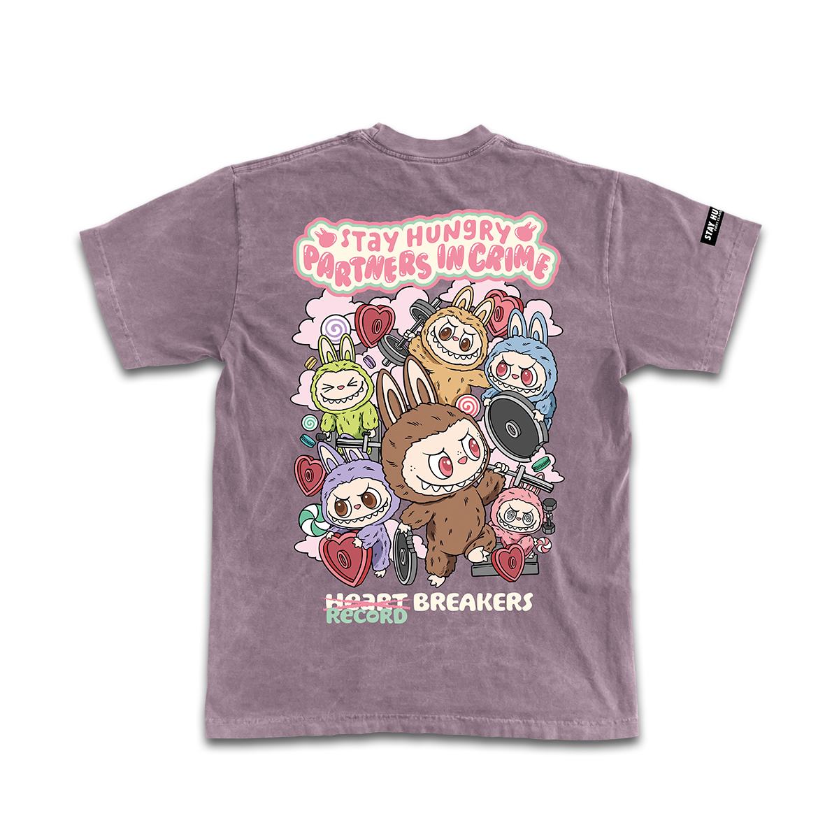 PARTNERS IN CRIME (LABUBU) - Premium Oversize Tee (HEAVYWEIGHT - Mauve Pigment Dye)