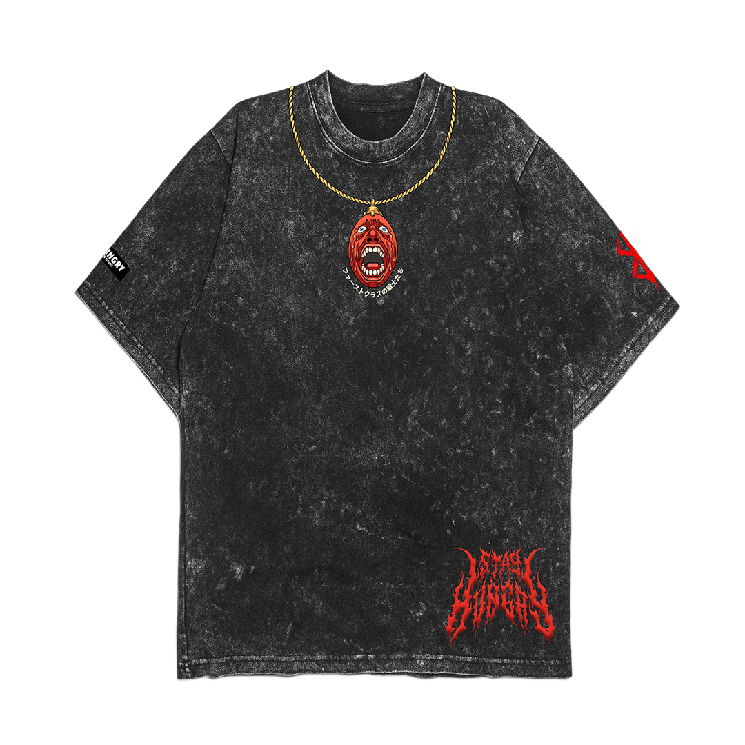 NOROWARETA KEN - Premium Oversize Tee (HEAVYWEIGHT - Black Acid Wash - W/Destructions)