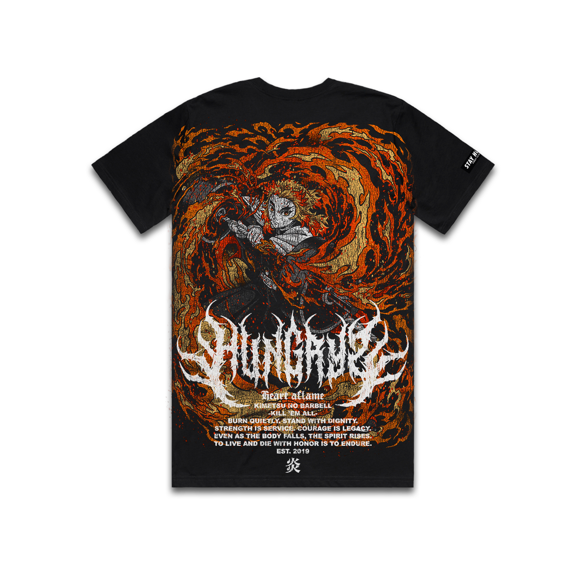 KIMETSU NO BARBELL - HEART AFLAME - Premium Regular Tee (Black)