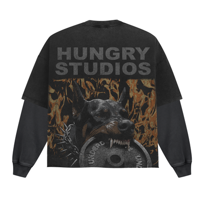 CLAIM OF THE UNDERDOGS - Premium Oversize Longsleeve Double Layered Tee (HEAVYWEIGHT - Black/Grey)