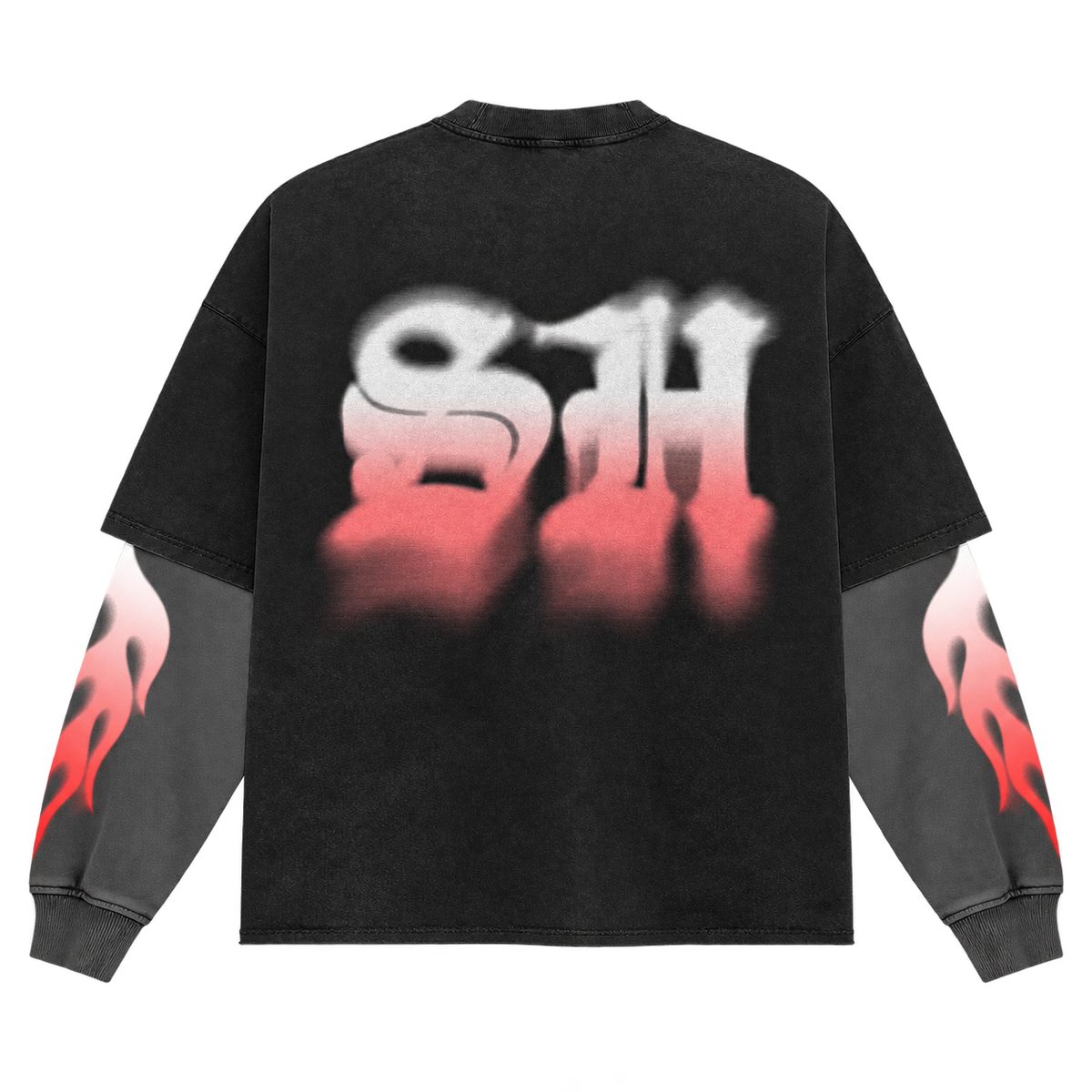 AUTHORITY - Premium Oversize Longsleeve Double Layered Tee (HEAVYWEIGHT - Black/Grey)