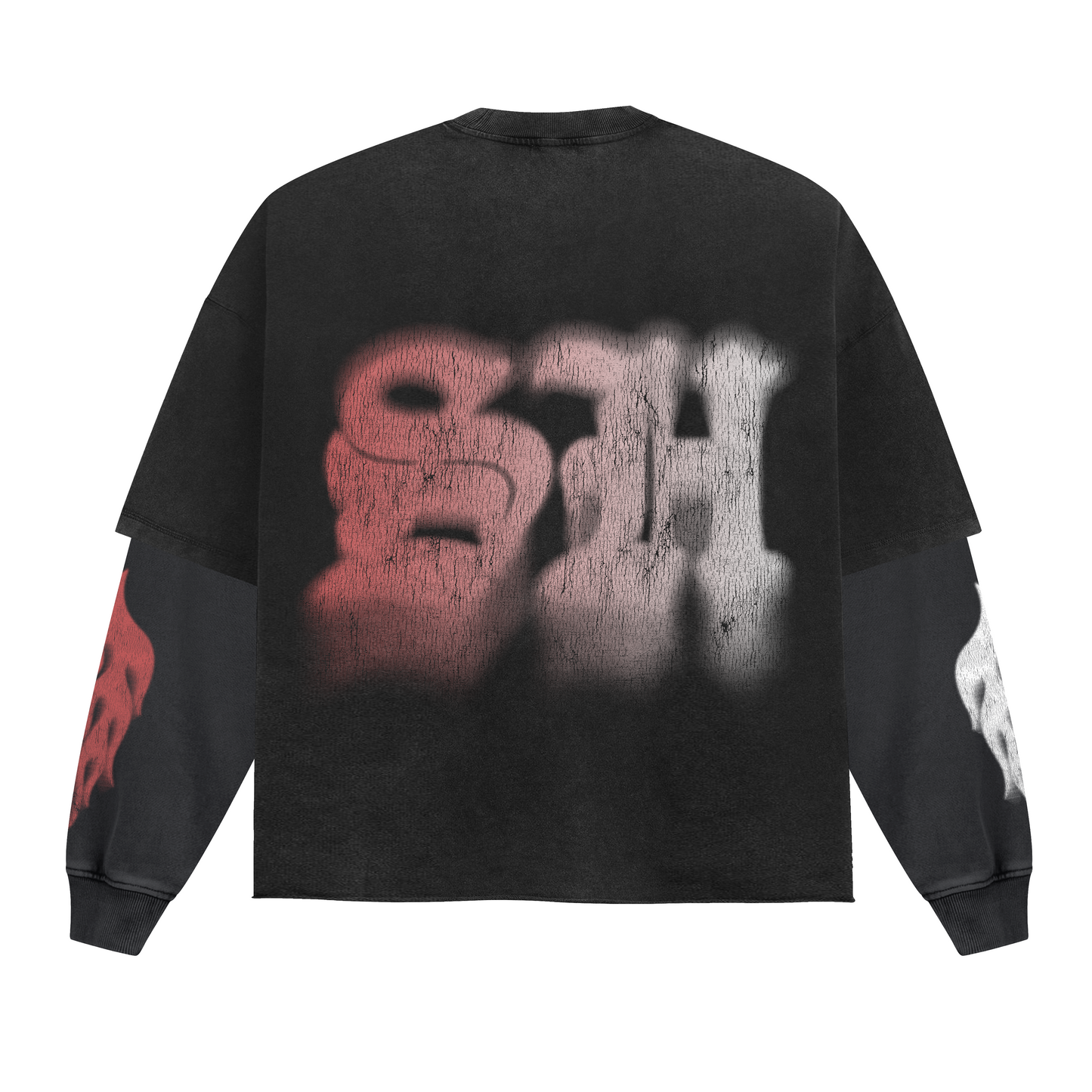 AUTHORITY - Premium Oversize Longsleeve Double Layered Tee (HEAVYWEIGHT - Black/Grey)