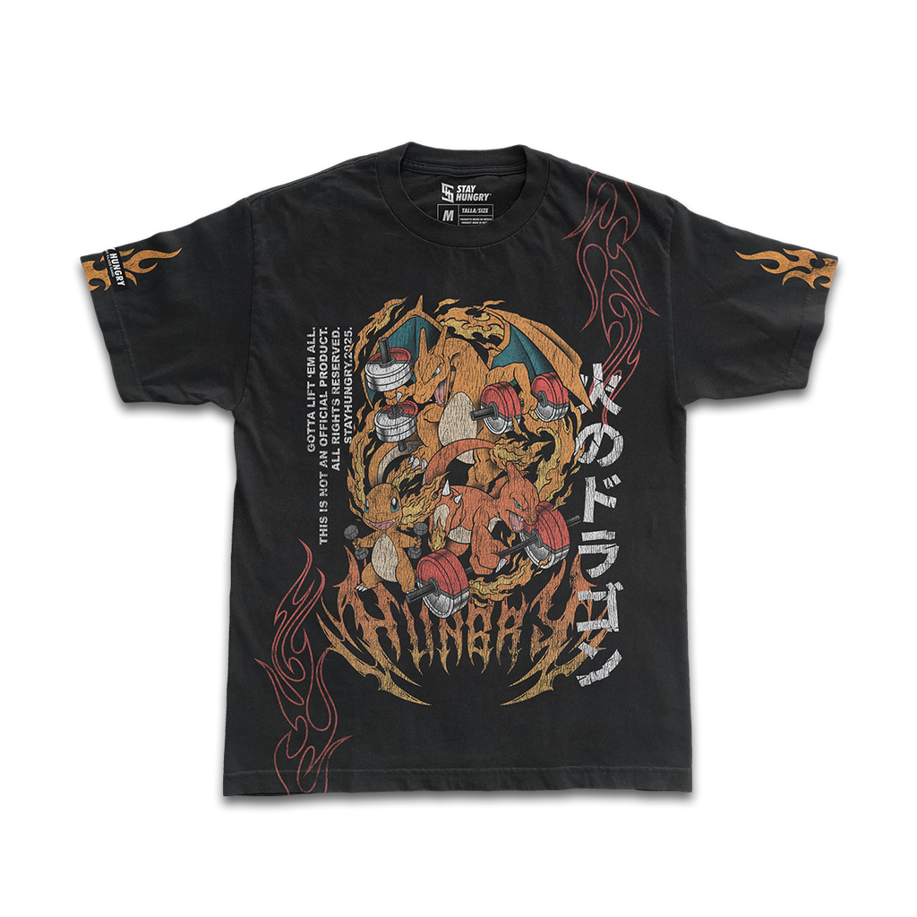 GOTTA LIFT 'EM ALL - FIRE - Premium Oversize Tee (HEAVYWEIGHT - Black)
