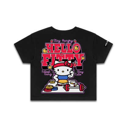 PREVENTA - HELLO FITTY - Premium Crop Top (Black)