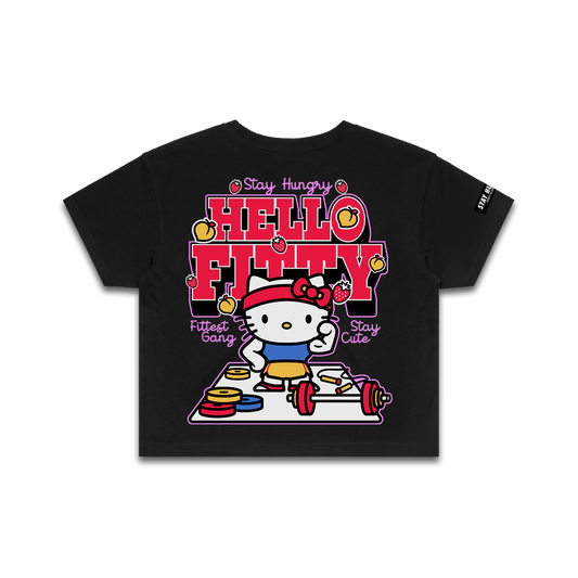 PREVENTA - HELLO FITTY - Premium Crop Top (Black)
