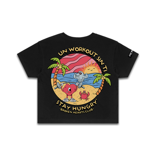 UN WORKOUT SIN TI - Premium Crop Top (Black)