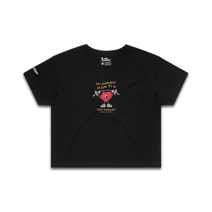 UN WORKOUT SIN TI - Premium Crop Top (Black)