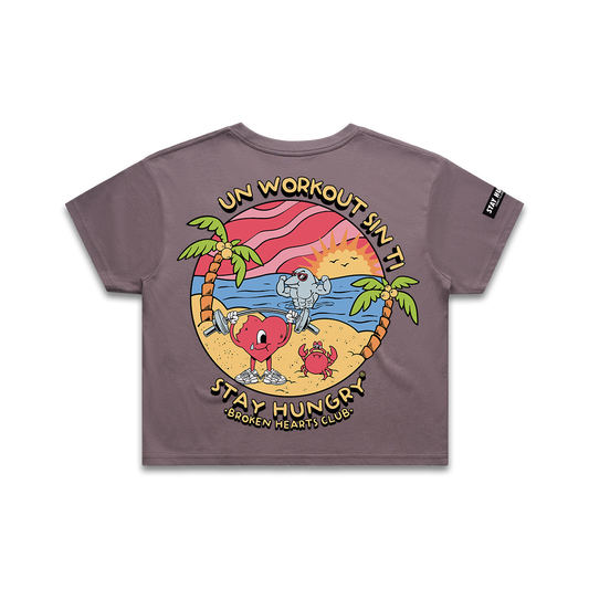 UN WORKOUT SIN TI - Premium Crop Top (Faded Mauve)