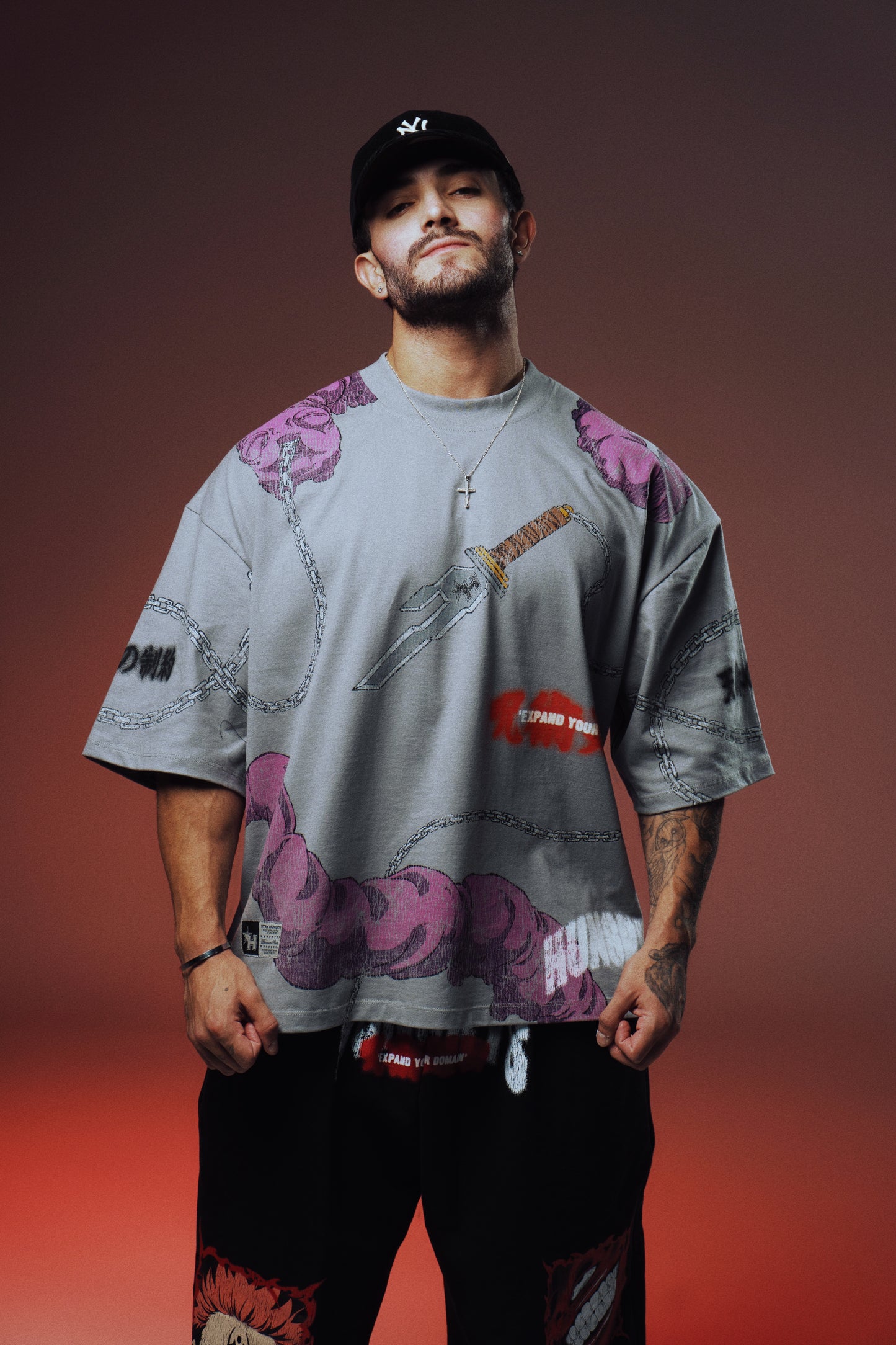 EXPAND YOUR DOMAIN - RESTRICTED POWER - Premium Oversize Tee (HEAVYWEIGHT - Shark Gray)