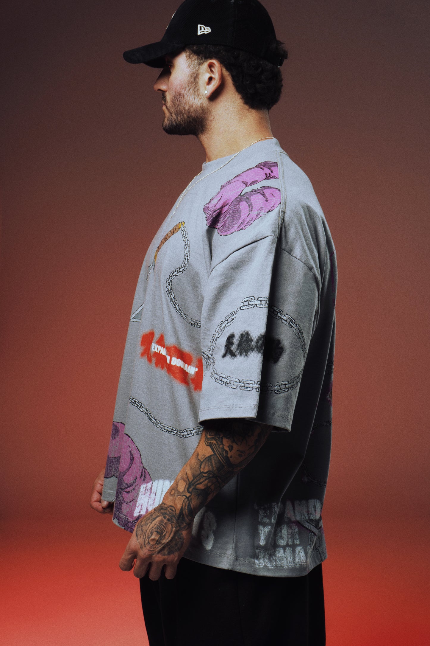 EXPAND YOUR DOMAIN - RESTRICTED POWER - Premium Oversize Tee (HEAVYWEIGHT - Shark Gray)