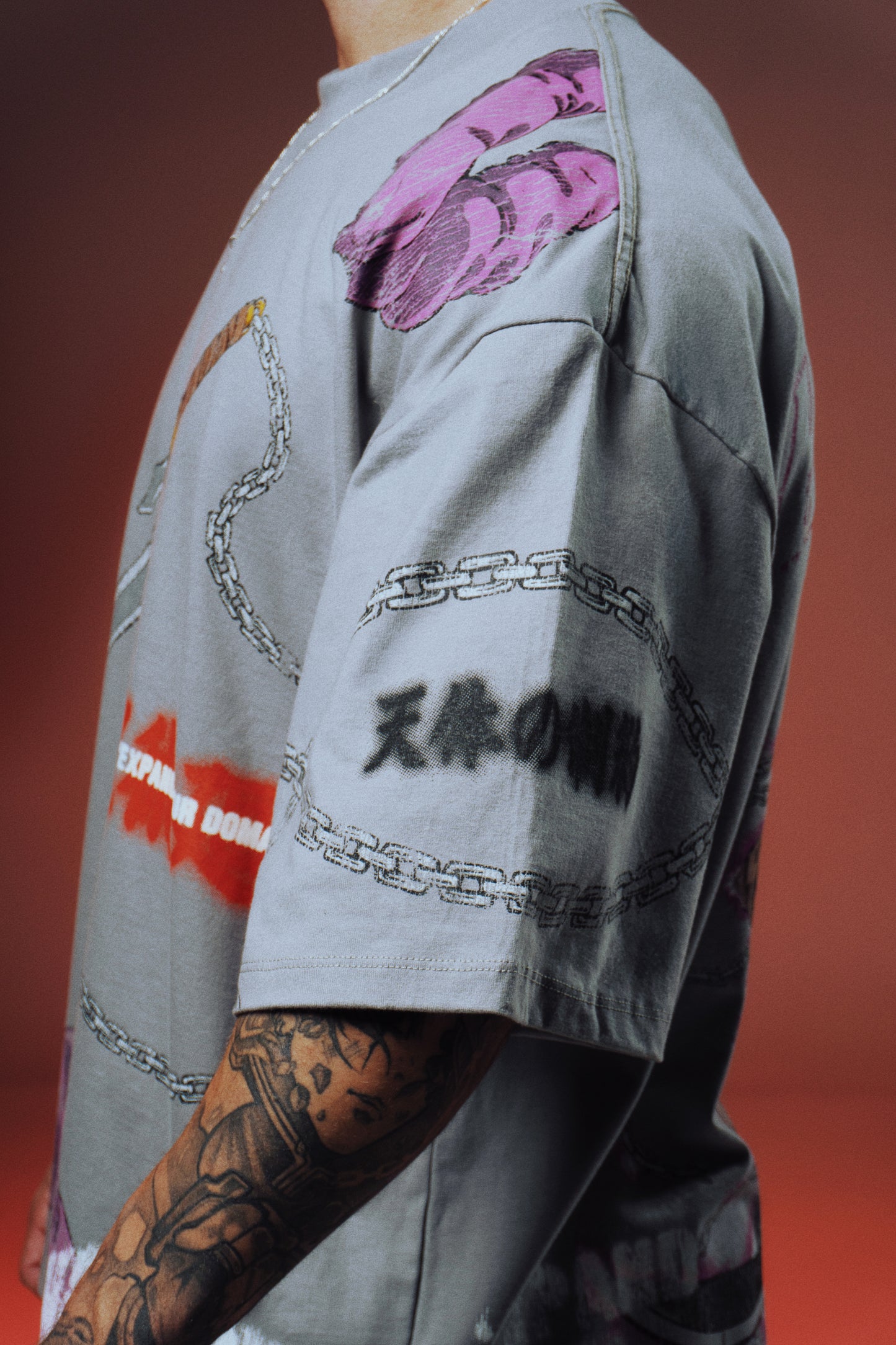 EXPAND YOUR DOMAIN - RESTRICTED POWER - Premium Oversize Tee (HEAVYWEIGHT - Shark Gray)