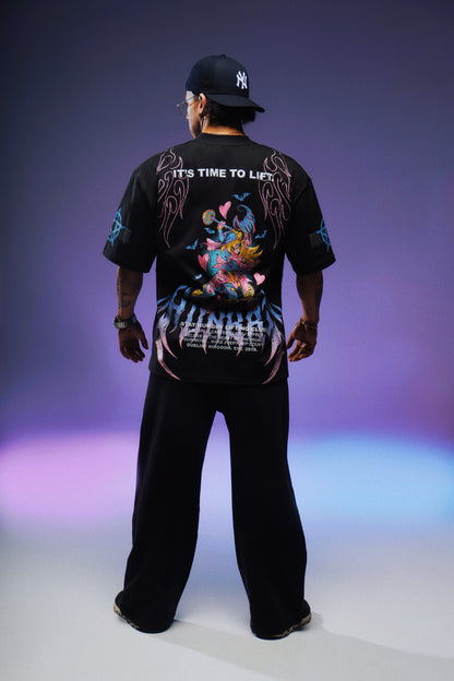 IT'S TIME TO LIFT - DARK MAGICIAN GIRL - Premium Oversize Tee (HEAVYWEIGHT - Black)