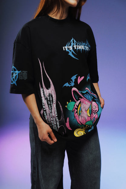 IT'S TIME TO LIFT - DARK MAGICIAN GIRL - Premium Oversize Tee (HEAVYWEIGHT - Black)