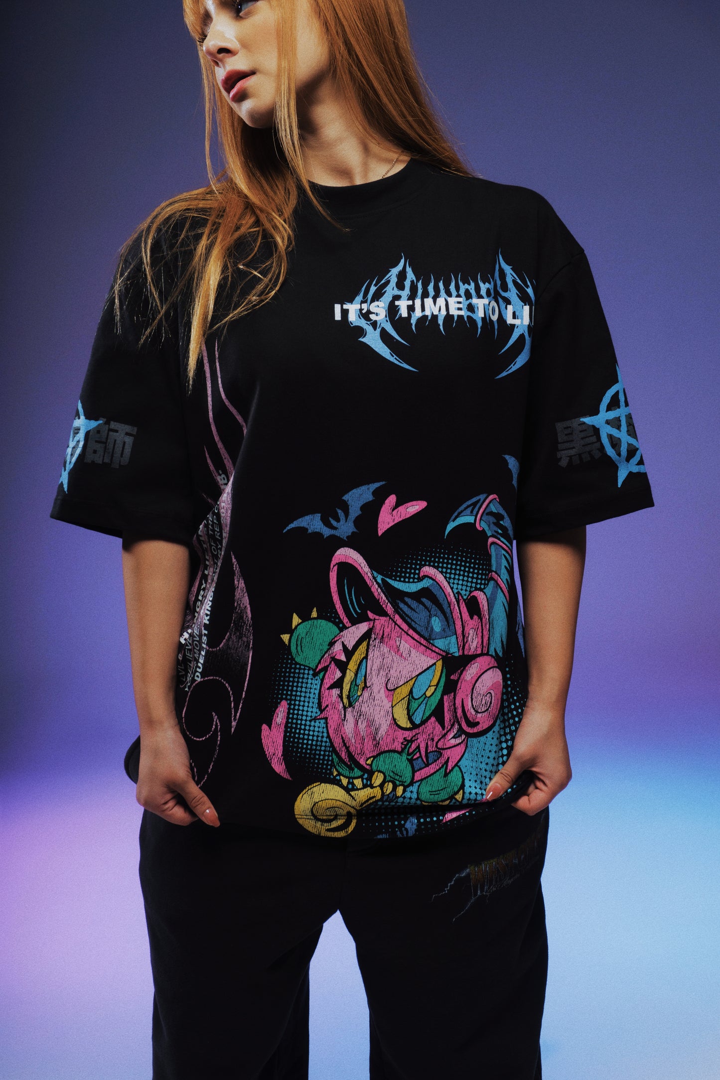 IT'S TIME TO LIFT - DARK MAGICIAN GIRL - Premium Oversize Tee (HEAVYWEIGHT - Black)