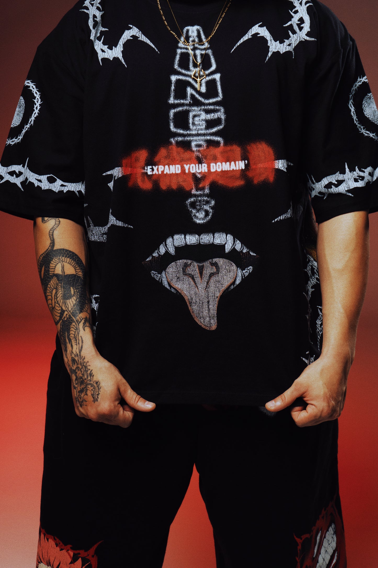 EXPAND YOUR DOMAIN - MALEVOLENT SHRINE - Premium Oversize Tee (HEAVYWEIGHT - Black)