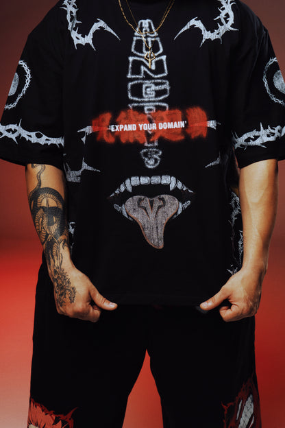 EXPAND YOUR DOMAIN - MALEVOLENT SHRINE - Premium Oversize Tee (HEAVYWEIGHT - Black)