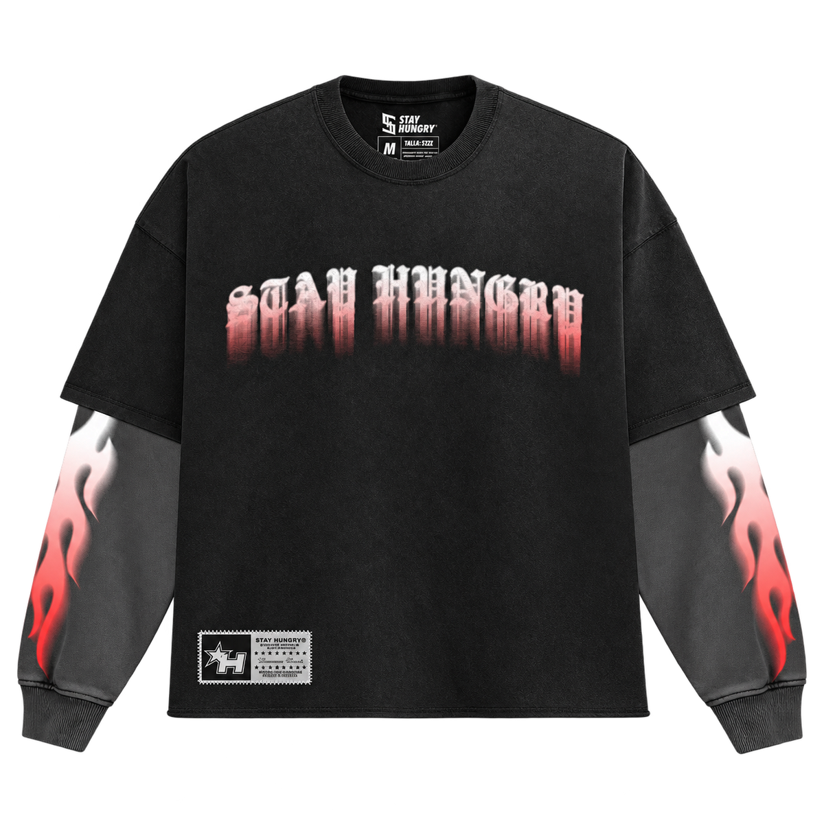 AUTHORITY - Premium Oversize Longsleeve Double Layered Tee (HEAVYWEIGHT - Black/Grey)