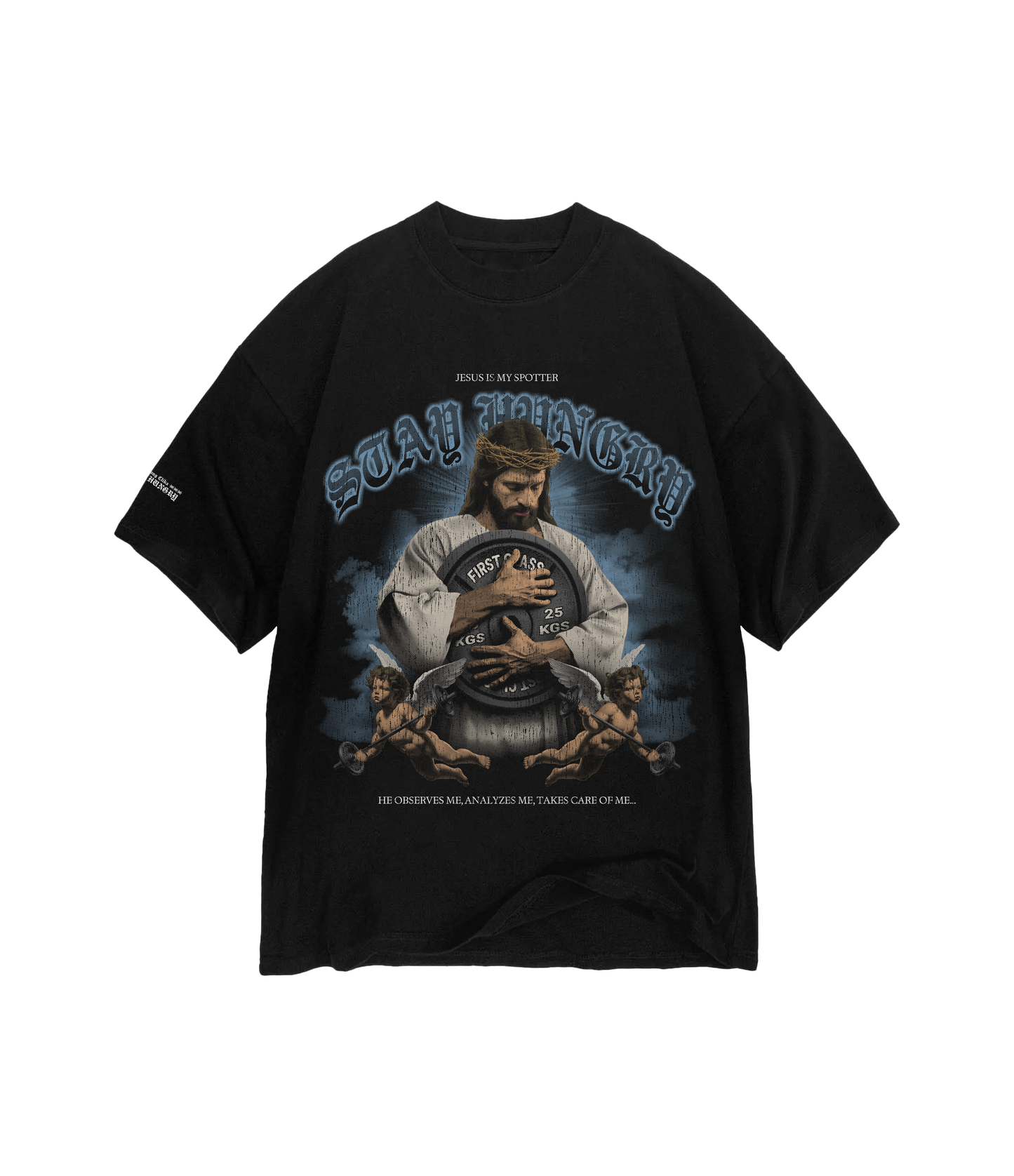 JESUS IS MY SPOTTER - Premium Oversize Tee (HEAVYWEIGHT - Black)