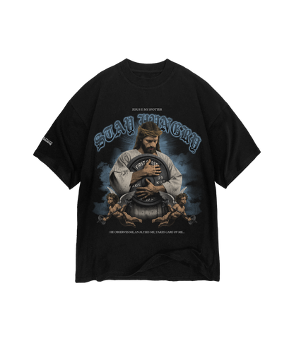 JESUS IS MY SPOTTER - Premium Oversize Tee (HEAVYWEIGHT - Black)