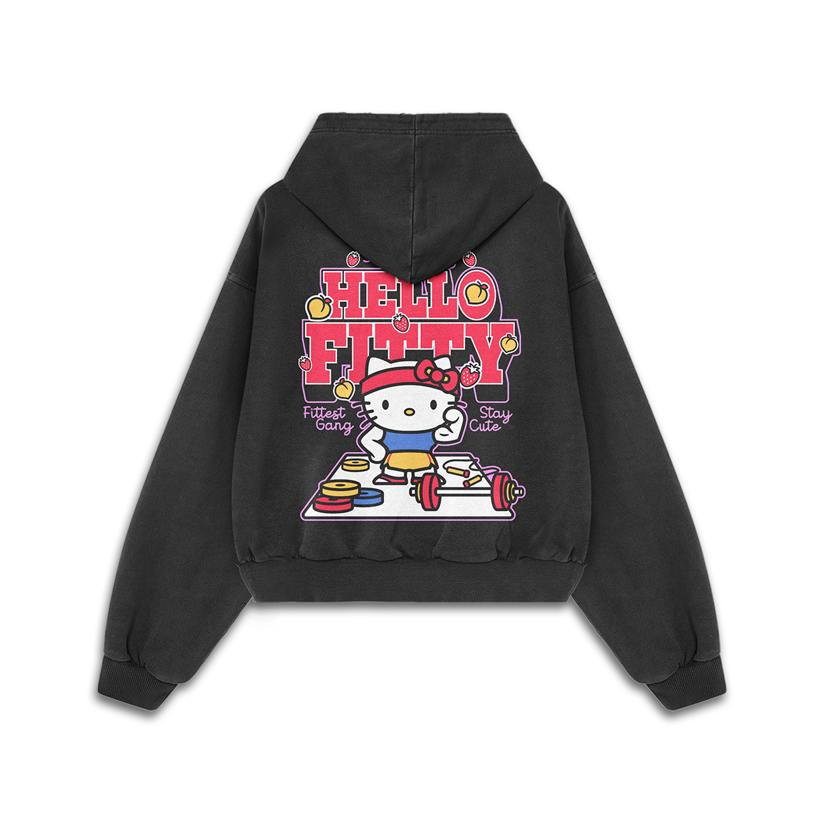 HELLO FITTY - Premium Oversize Hoodie (MIDWEIGHT - Black)