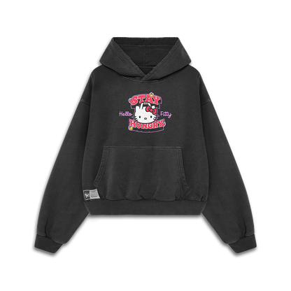 HELLO FITTY - Premium Oversize Hoodie (MIDWEIGHT - Black)