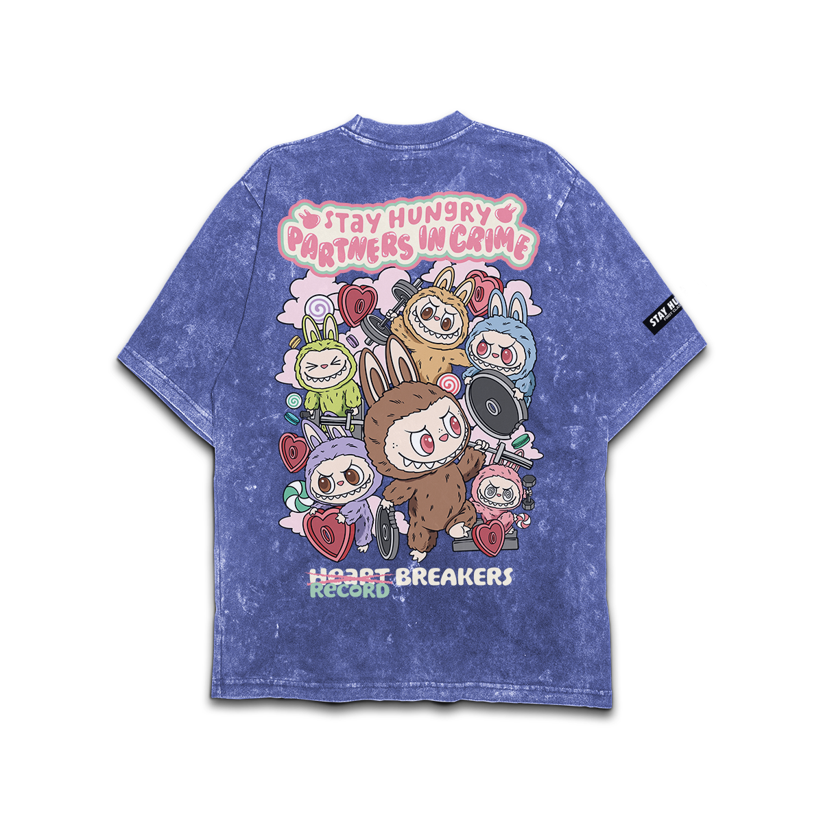 PARTNERS IN CRIME (LABUBU) - Premium Oversize Tee (HEAVYWEIGHT - Blue Acid Wash)