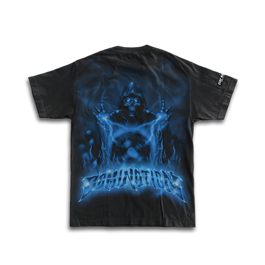 DOMINATION (Blue) - Premium Oversize Tee (HEAVYWEIGHT - Black)