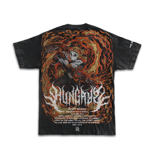 KIMETSU NO BARBELL - HEART AFLAME - Premium Oversize Tee (HEAVYWEIGHT - Black)