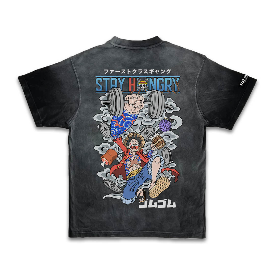 GOMU GOMU - Premium Oversize Tee (HEAVYWEIGHT - Black Spray)