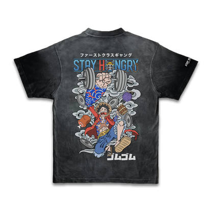 GOMU GOMU - Premium Oversize Tee (HEAVYWEIGHT - Black Spray)
