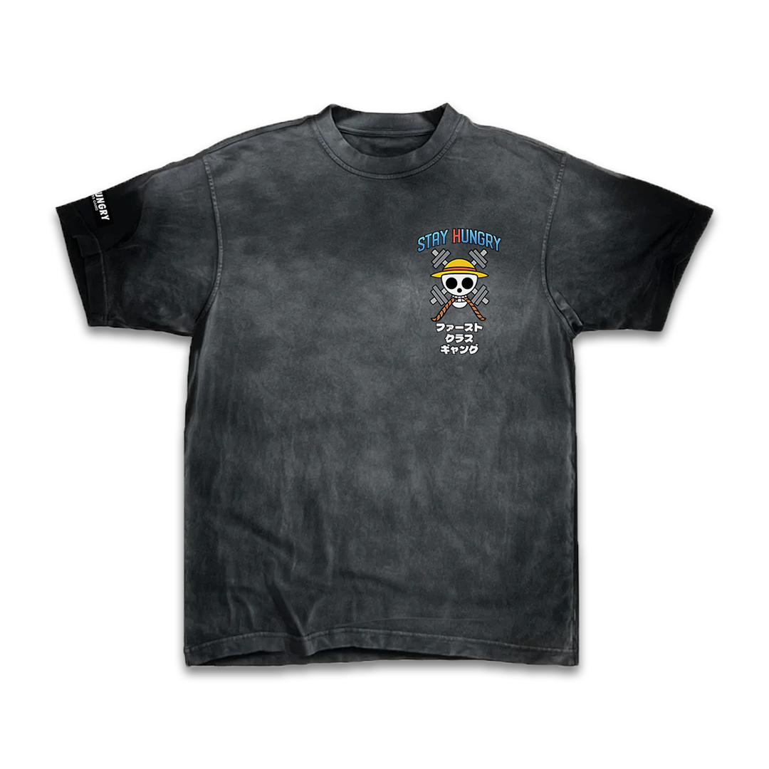 GOMU GOMU - Premium Oversize Tee (HEAVYWEIGHT - Black Spray)
