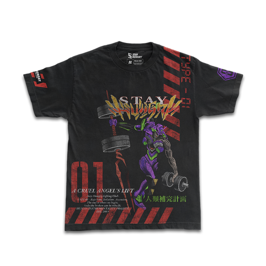 A CRUEL ANGEL´S LIFT - UNIT 01 - Premium Oversize Tee (HEAVYWEIGHT - Black)