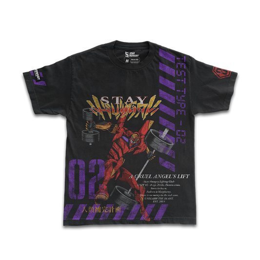 A CRUEL ANGEL´S LIFT - UNIT 02 - Premium Oversize Tee (HEAVYWEIGHT - Black)