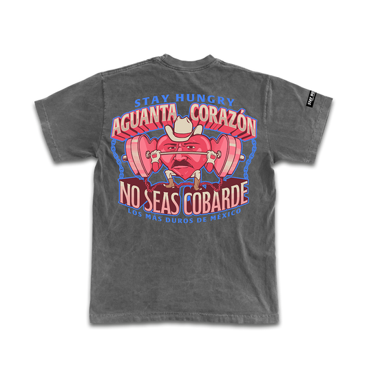 AGUANTA CORAZÓN - Premium Oversize Tee (HEAVYWEIGHT - Black Pigment Dye)