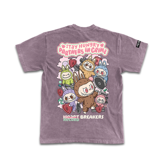 PARTNERS IN CRIME (LABUBU) - Premium Oversize Tee (HEAVYWEIGHT - Mauve Pigment Dye)