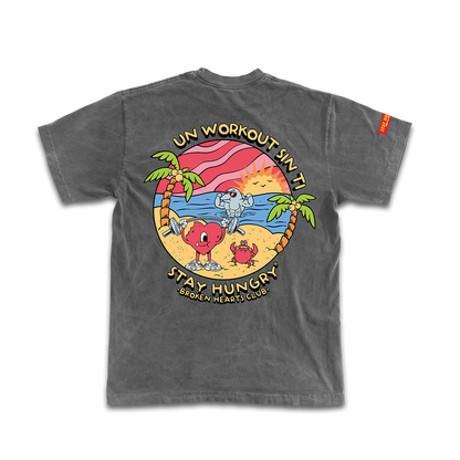UN WORKOUT SIN TI - Premium Oversize Tee (HEAVYWEIGHT - Black Pigment Dye)