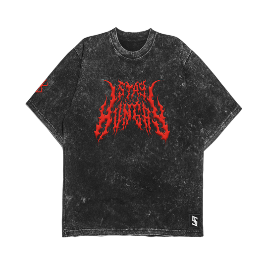 BRUTALITY LOGO - Premium Oversize Tee (HEAVYWEIGHT - Black Acid Wash - W/Destructions)