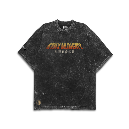 CURLZILLA - Premium Oversize Tee (HEAVYWEIGHT - Black Acid Wash - W/Destructions)