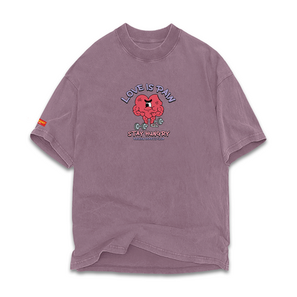 LOVE IS PAIN - Premium Oversize Tee (HEAVYWEIGHT - Faded Light Mauve)