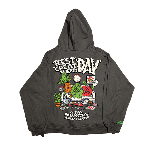 REST DAY - Premium Boxy Double Zip Jacket (Black)