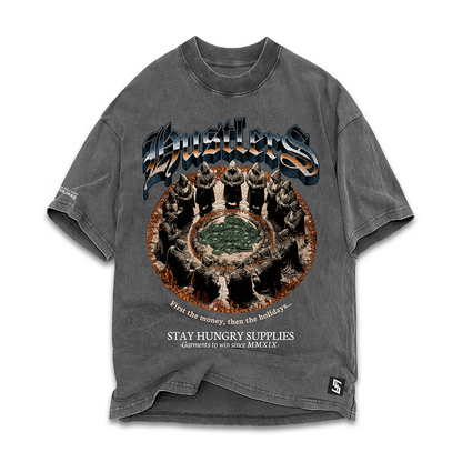HUSTLERS - Premium Oversize Tee (HEAVYWEIGHT - Black Pigment Dye)