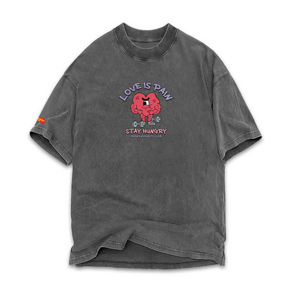 LOVE IS PAIN - Premium Oversize Tee (HEAVYWEIGHT - Black Pigment Dye)