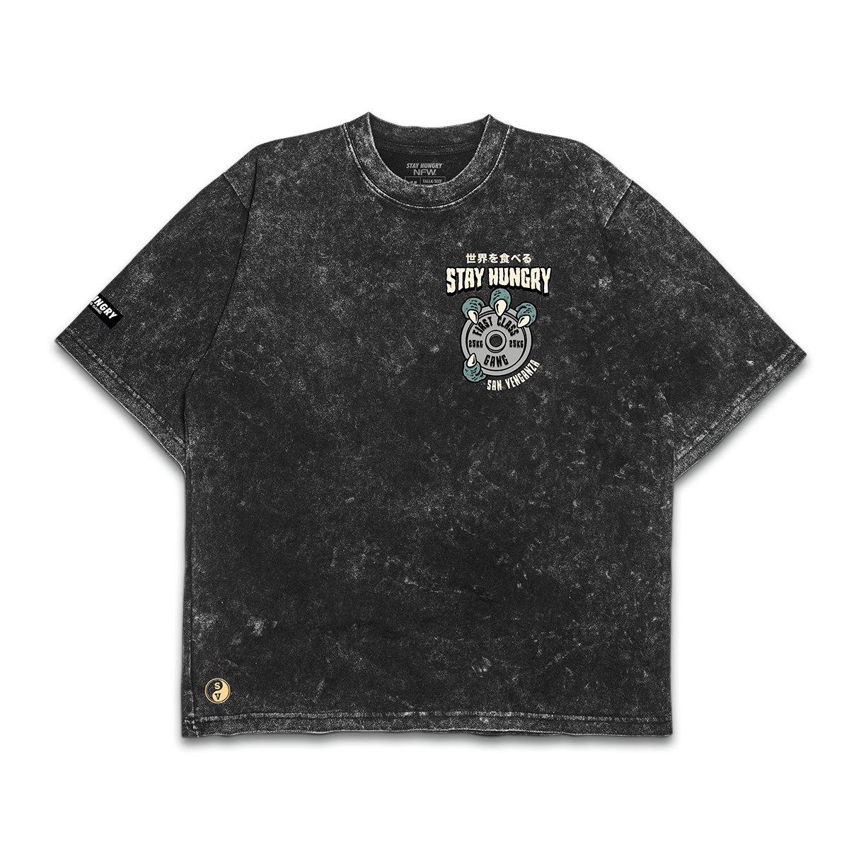 LIFTZILLA - Premium Oversize Tee (HEAVYWEIGHT - Black Acid Wash - W/Destructions)